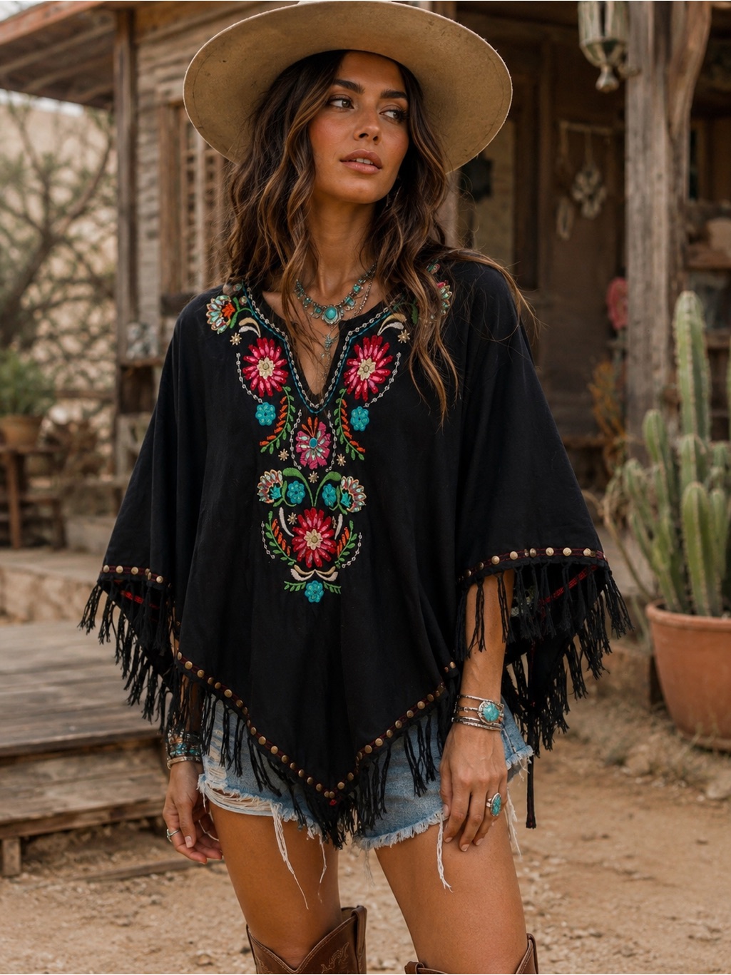 Double D Ranch Embroidered Pancho